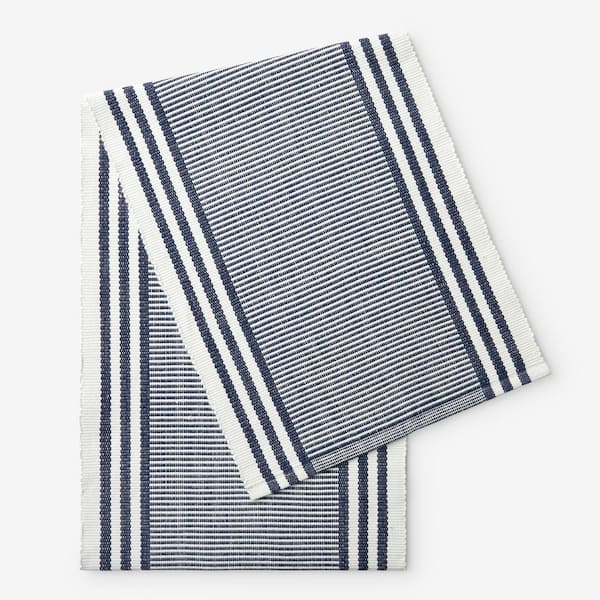 The Company Store Indoor Outdoor 90 in. x 16 in. Navy Table Runner