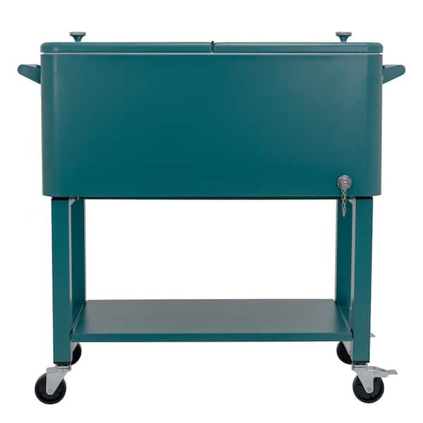 Rolling patio cooler store cart