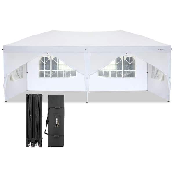 VINGLI 10 ft. x 20 ft. Pop Up Canopy with 6 Removable Sidewalls and Carrying Bag, Patio Event Gazebo Beach Tent