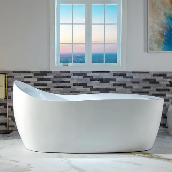 WOODBRIDGE 71 in. x 31 in. Acrylic Whirlpool and Air with Inline Heater Combination Bathtub with Reversible Drain in White