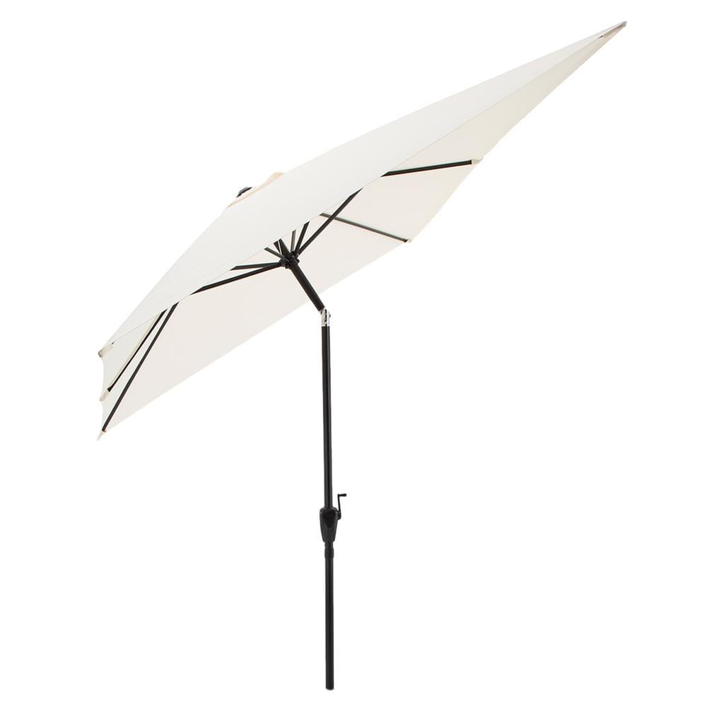 Beige Rectangular Steel Frame Patio Umbrella with Crank and Tilt