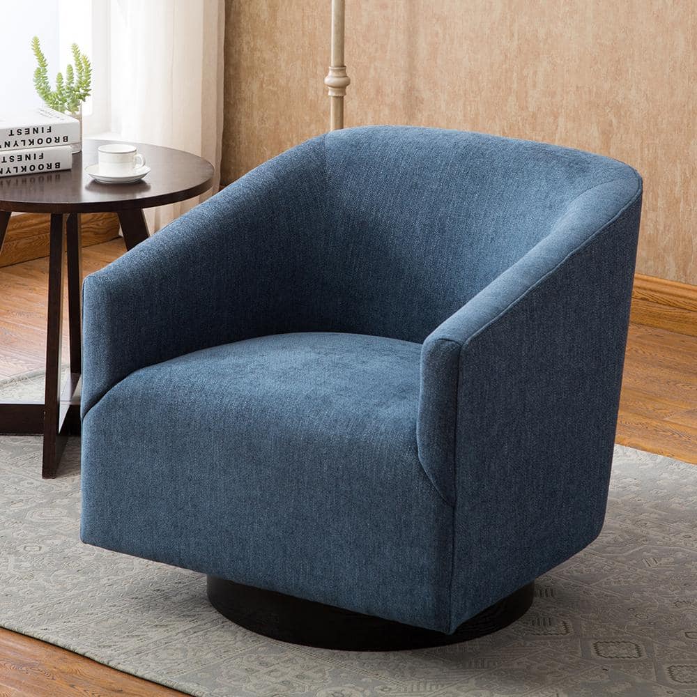 Cadet Blue Wood Swivel Barrel Comfort Chair