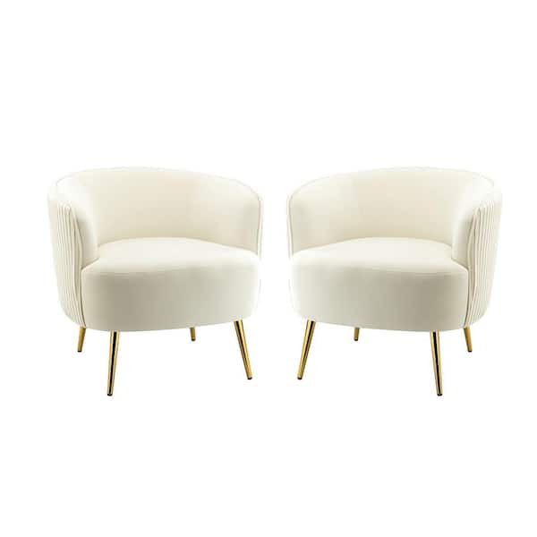 JAYDEN CREATION Sarpedon Ivory Barrel Chair with Metal Legs (Set of 2)