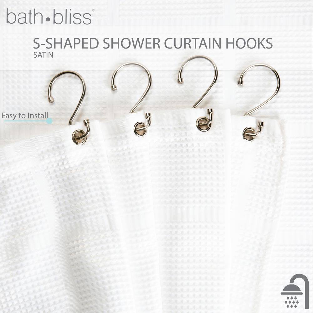 Silver Metal S-Hook Shower Curtain Rings Set of 12