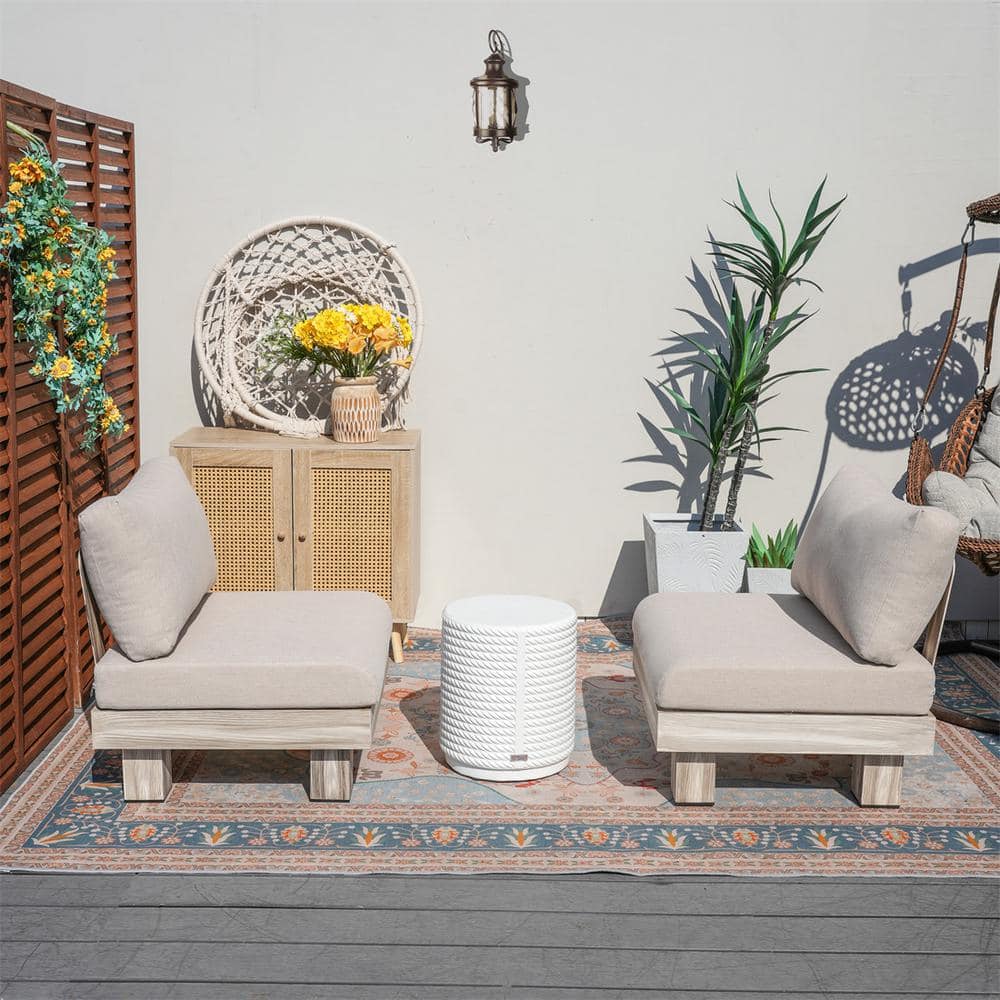 Origin 3-Piece Aluminum Patio Conversation Set with Beige Cushions, 12.65 in. W Round Magnesium Oxide Side Table price history on PriceWatchPro