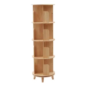 18.1 in. Wide Wood Color 4-Shelf Floor Standing Rotating Bookcase