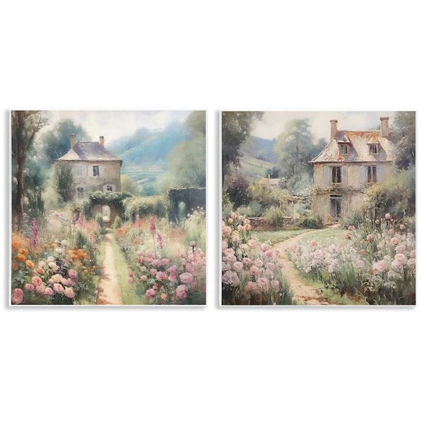 Quaint French Country Garden by RileyB 2 Piece Unframed Nature Graphic Art Print 12 in. x 12 in.