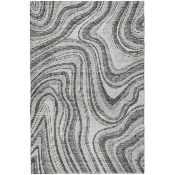 Dream Shag Premium Machine Washable Abstract ADS756 Gray 10 ft. x 14 ft. Area Rug