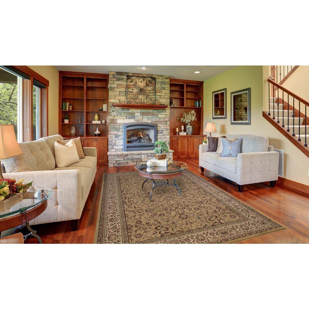Elegant Gold Persian Classics 3'11" x 5'7" Polypropylene Area Rug