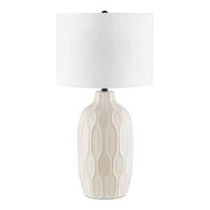 Dunbarton 25 in. Beige Table Lamp with Textured Mixed Ceramic Base