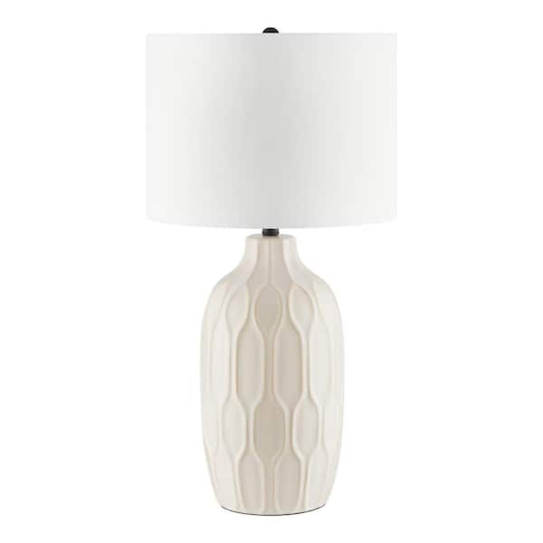 Hampton Bay Dunbarton 25 in. Beige Table Lamp with Textured Mixed Ceramic Base