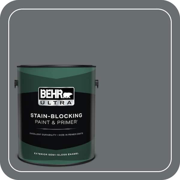 BEHR ULTRA 1 gal. #PPF-49 Platinum Gray Semi-Gloss Enamel Exterior Paint & Primer