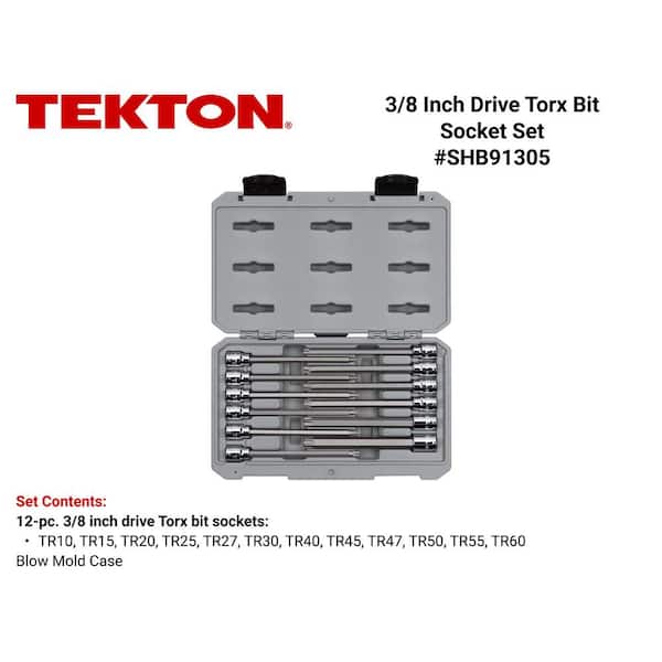 TEKTON 3/8 in. Drive Long Torx Bit Socket Set (12-Piece) SHB91305