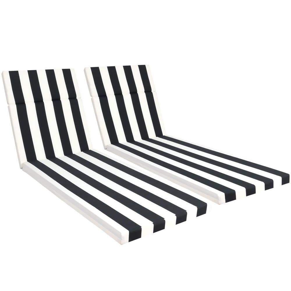 23x20 Outdoor Chaise Lounge Chair Cushion 2-Piece w/ Ties & Back for Patio 
