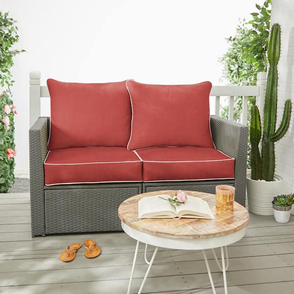 Sunbrella wicker settee online cushion