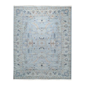 Light Blue Hand-Knotted Wool Classic Light Classic Rug 8 ft.  x 10 ft.  Area Rug