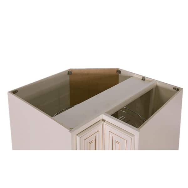 LIFEART CABINETRY Princeton Assembled 33 in. x 34.5 in. x 24 in. Base Lazy Susan Cabinet in Creamy White