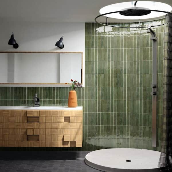 Tribeca Studio Sage Green 2 in. x 10 in. Porcelain Wall Tile (5.38 sq. ft./Case))