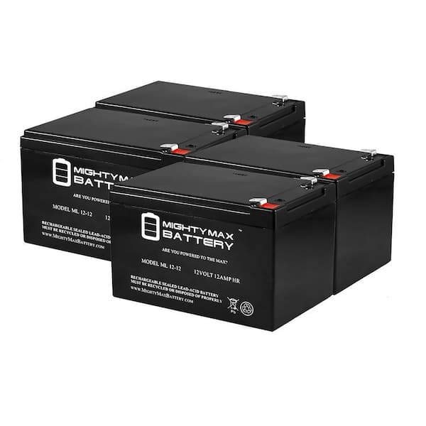 MIGHTY MAX BATTERY 12V 12AH Replacement Battery for Enduring 6FM12,6-DW-12 - 4 Pack