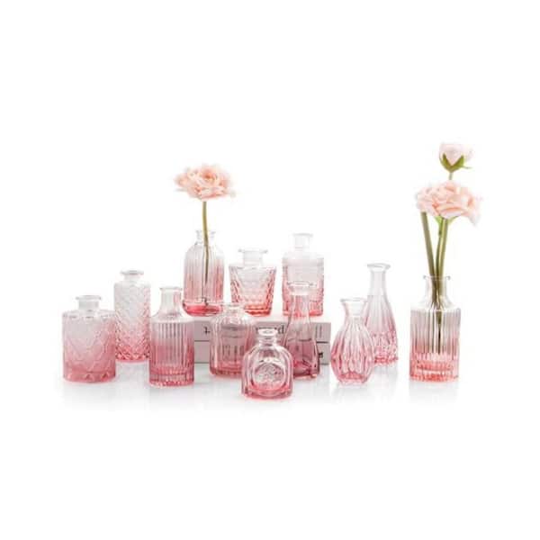 Vintage Bloom Series 5.7 in. Pink Glass Round Decorative Vase