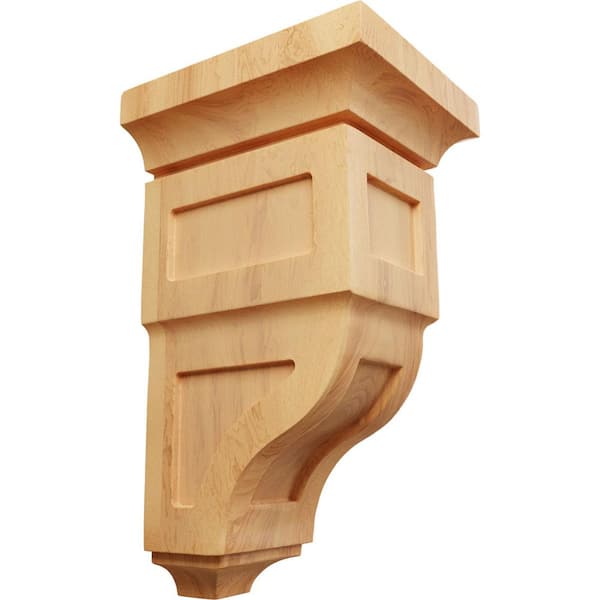 Ekena Millwork 5 in. x 10 in. x 5-3/4 in. Red Oak Medium Reyes Wood Corbel