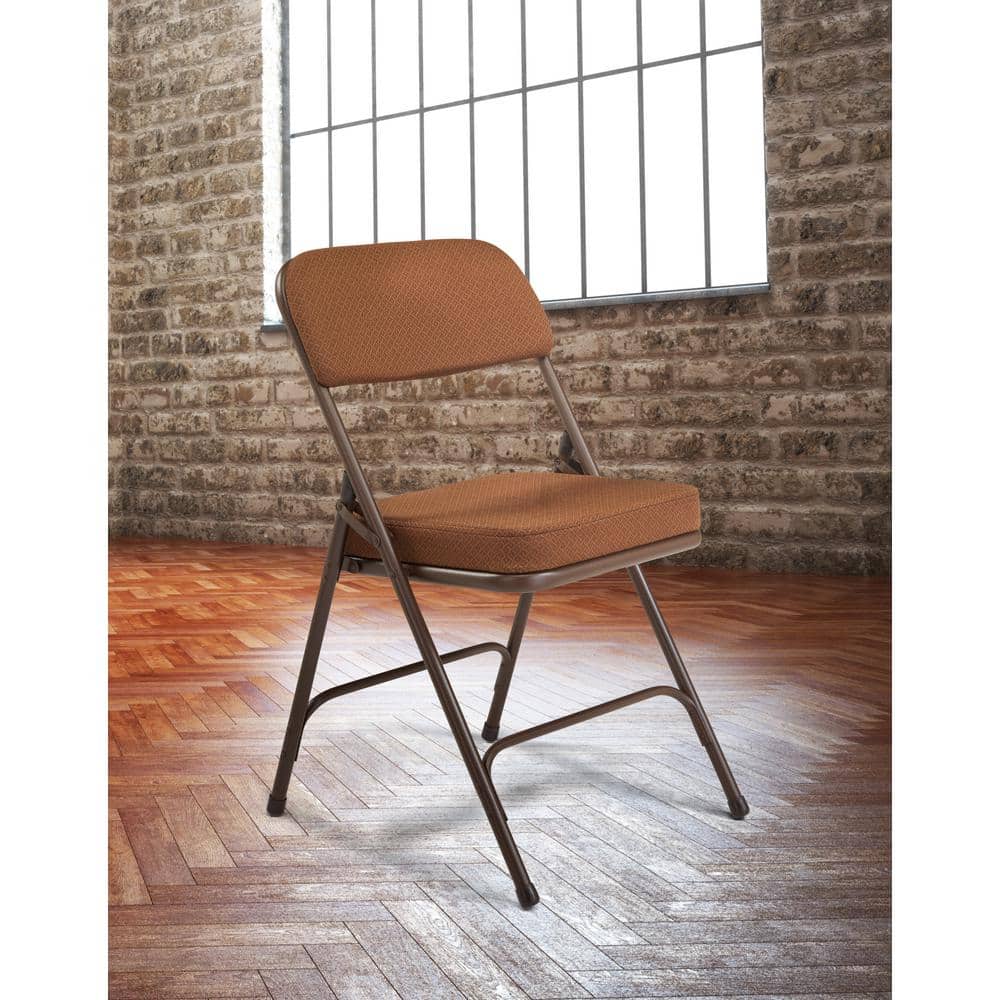 Gold and Mocha Brown Armless Vinyl Upholstered Folding Chair Set