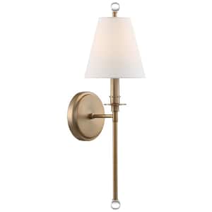 Riverdale 10 in. 1-Light Aged Brass Wall Sconce