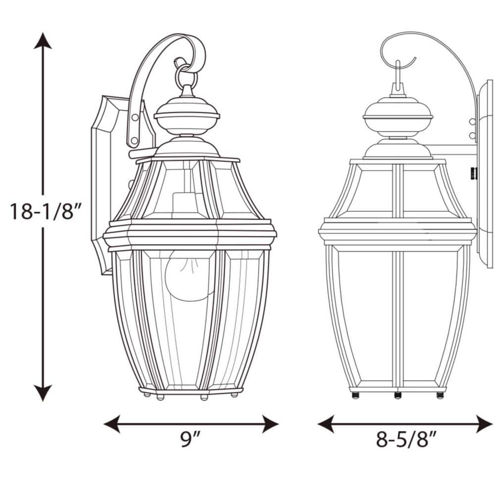 Black Steel 20.25" Outdoor Wall Lantern with Clear Glass