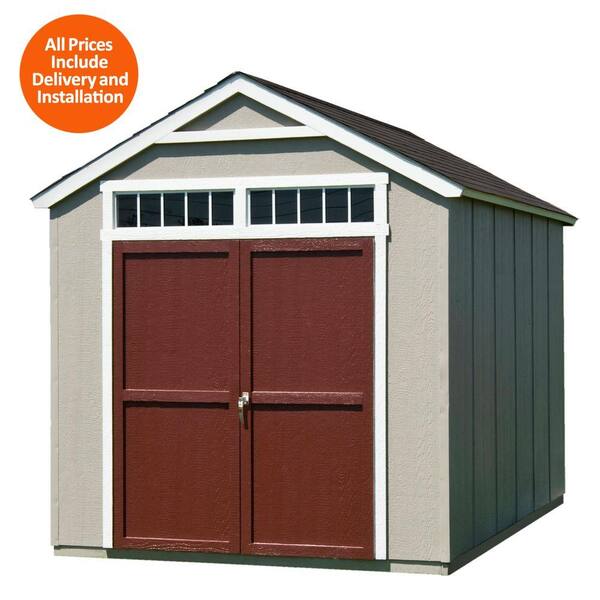 Handy Home S Installed Majestic 8 Ft X 12 Wood Storage Shed With Black Onyx Shingles 60219 1 8 Ft X 12 Wood Storage Shed, Storage Shed Home Depot Wood