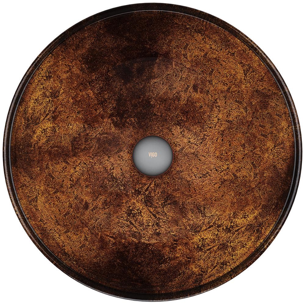 Russet Brown Glass Circular Vessel Sink