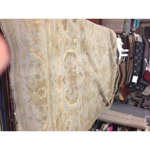 Oushak 10 ft. x 14 ft. Light Blue Oriental Area Rug