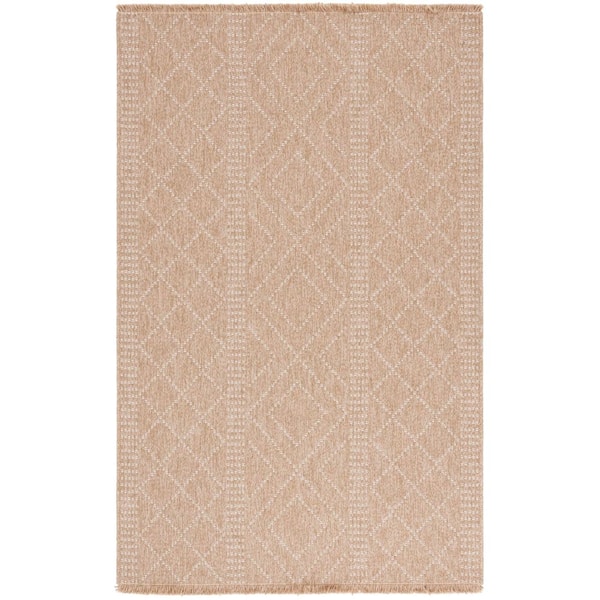 Retreat Natural/Ivory 9 ft. x 12 ft. Solid Diamond Indoor/Outdoor Area Rug