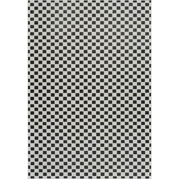 Maise Black White 6 ft. x 9 ft. Modern Checkered Indoor Area Rug