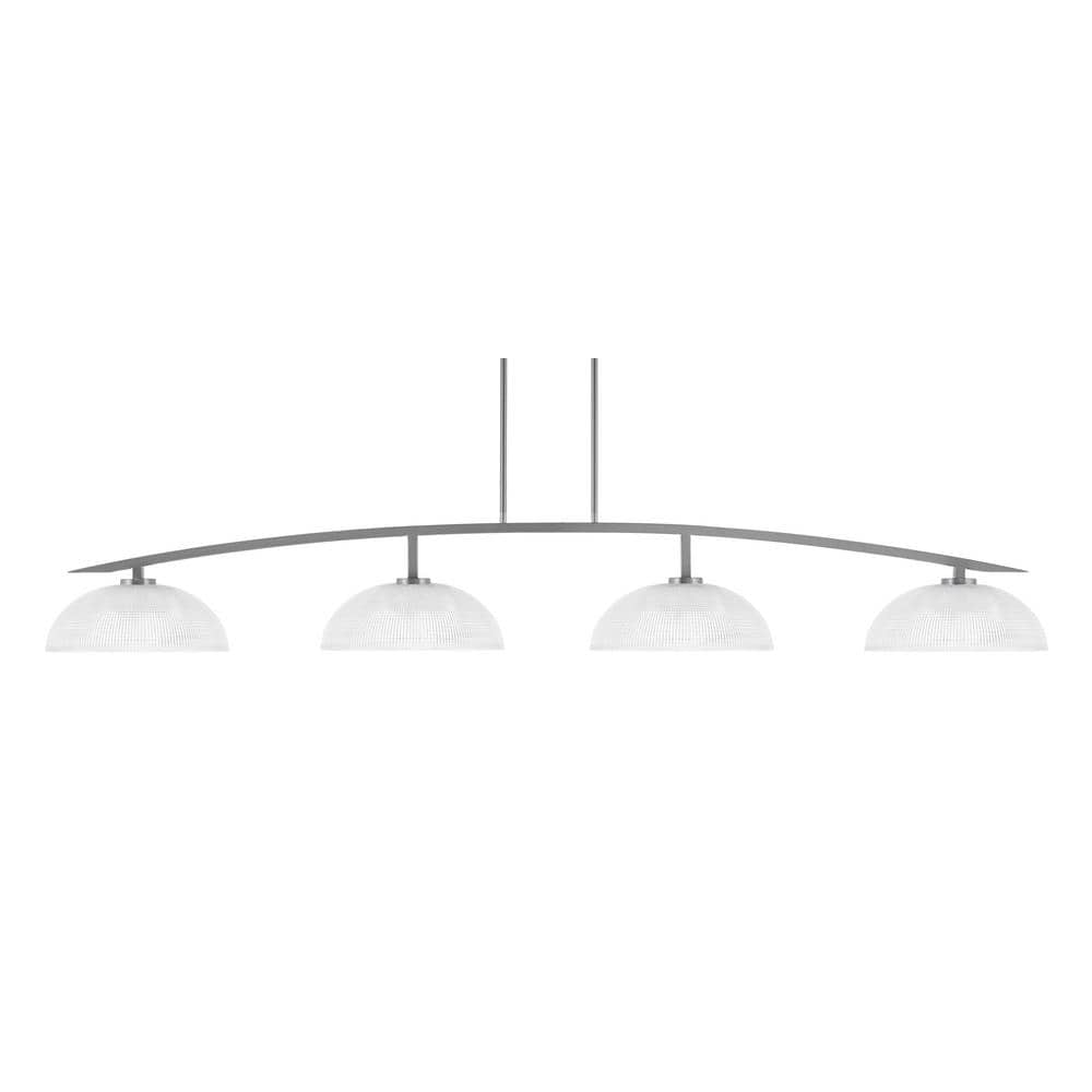 Siena 4-Light Graphite Billiard Light with 13 in. Clear Ribbed Glass Shades