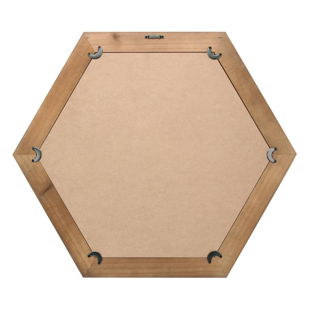 Rustic Hexagon 24" Natural Wood Frame Wall Mirror