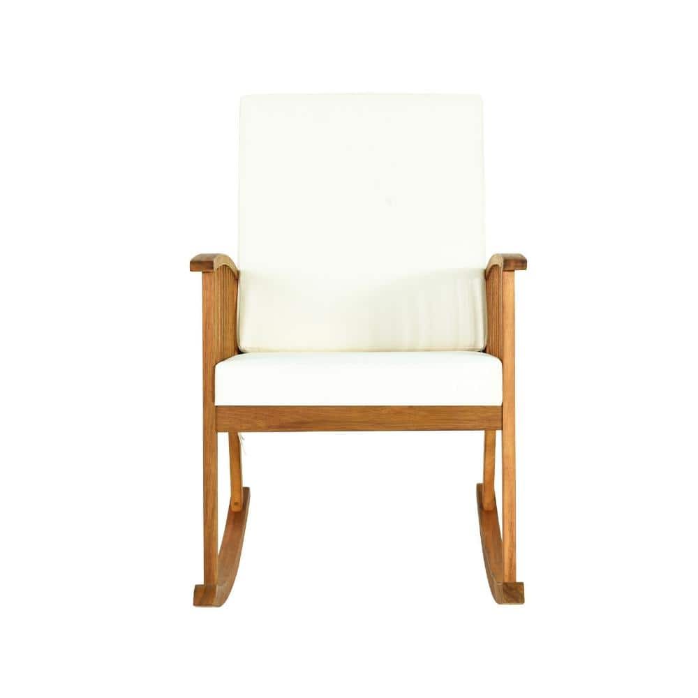 35.5 in. Acacia Wood Patio Rocking Chair with Seat and Back Cushions, 355 lb. Capacity, Teak price history on PriceWatchPro