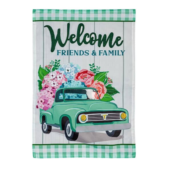 2-1/3 ft. x 3-2/3 ft. Spring Flower Delivery House Applique Flag