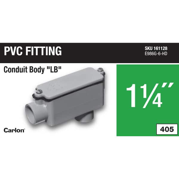 1-1/4 in. Sch. 40 and 80 PVC Type-LB Conduit Body (E986G-6-HD)