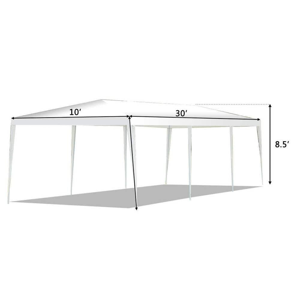 White 10'x30' Heavy Duty Outdoor Canopy Tent with Steel Frame
