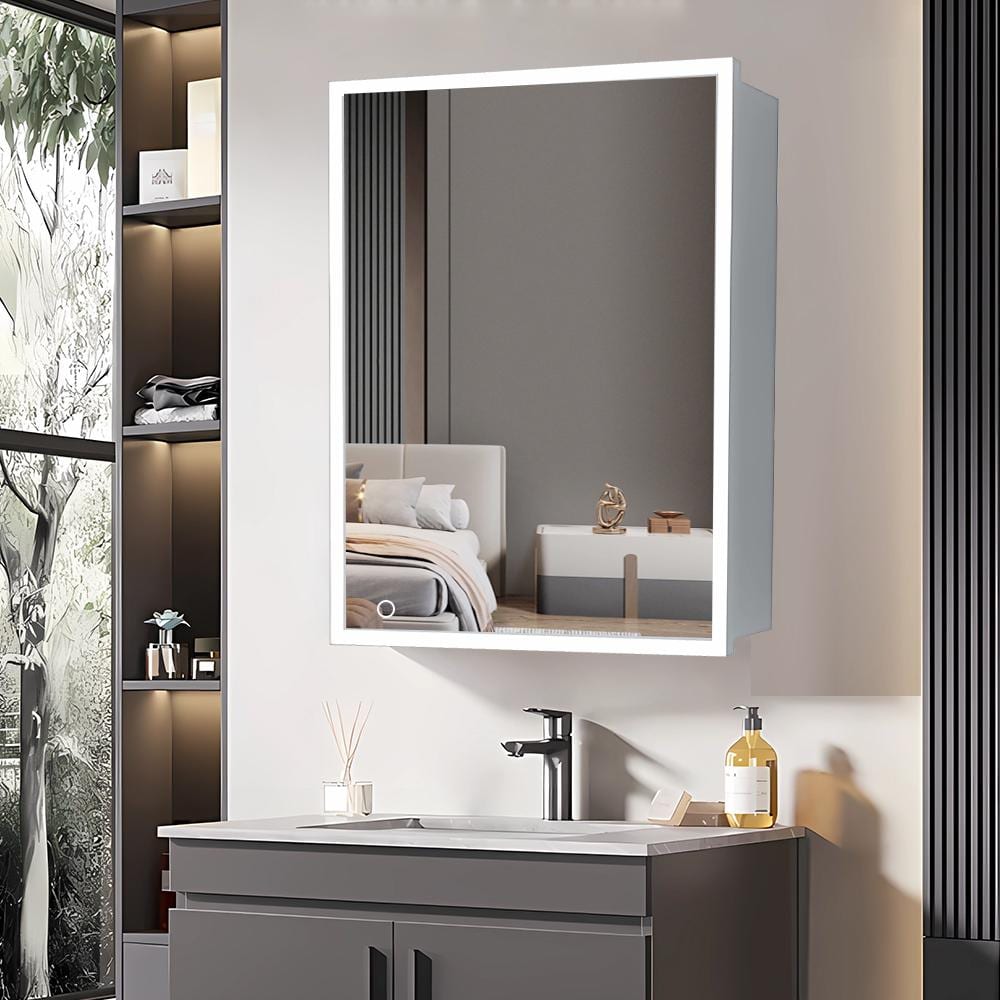 24 in. W x 30 in. H Rectangular Silver Aluminum Surface Mount Bathroom Medi