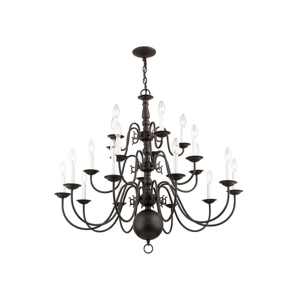 Bronze 36-Inch 20-Light Candelabra Chandelier
