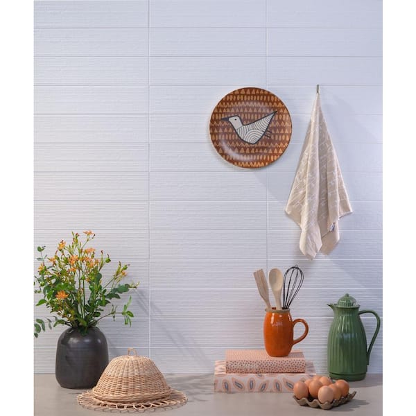 ELIANE Zen White MA 4 in. x 16 in. Ceramic Wall Tile (14.64 sq. ft