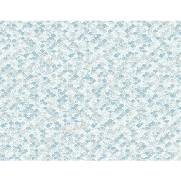 Seabrook Designs 60.75 sq. ft. Light Cerulean Ridley Scales Paper Unpasted Wallpaper Roll