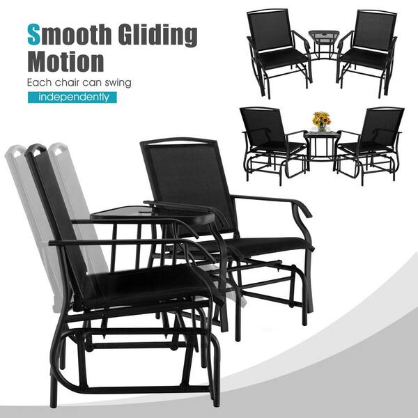 ANGELES HOME 2-Seat Metal Glider Rocker Chair set with