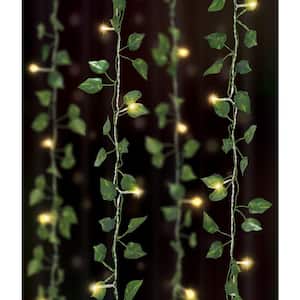 66-Light 3.5 ft. x 5 ft. Indoor Battery Operated Integrated LED Curtain Vine String Light