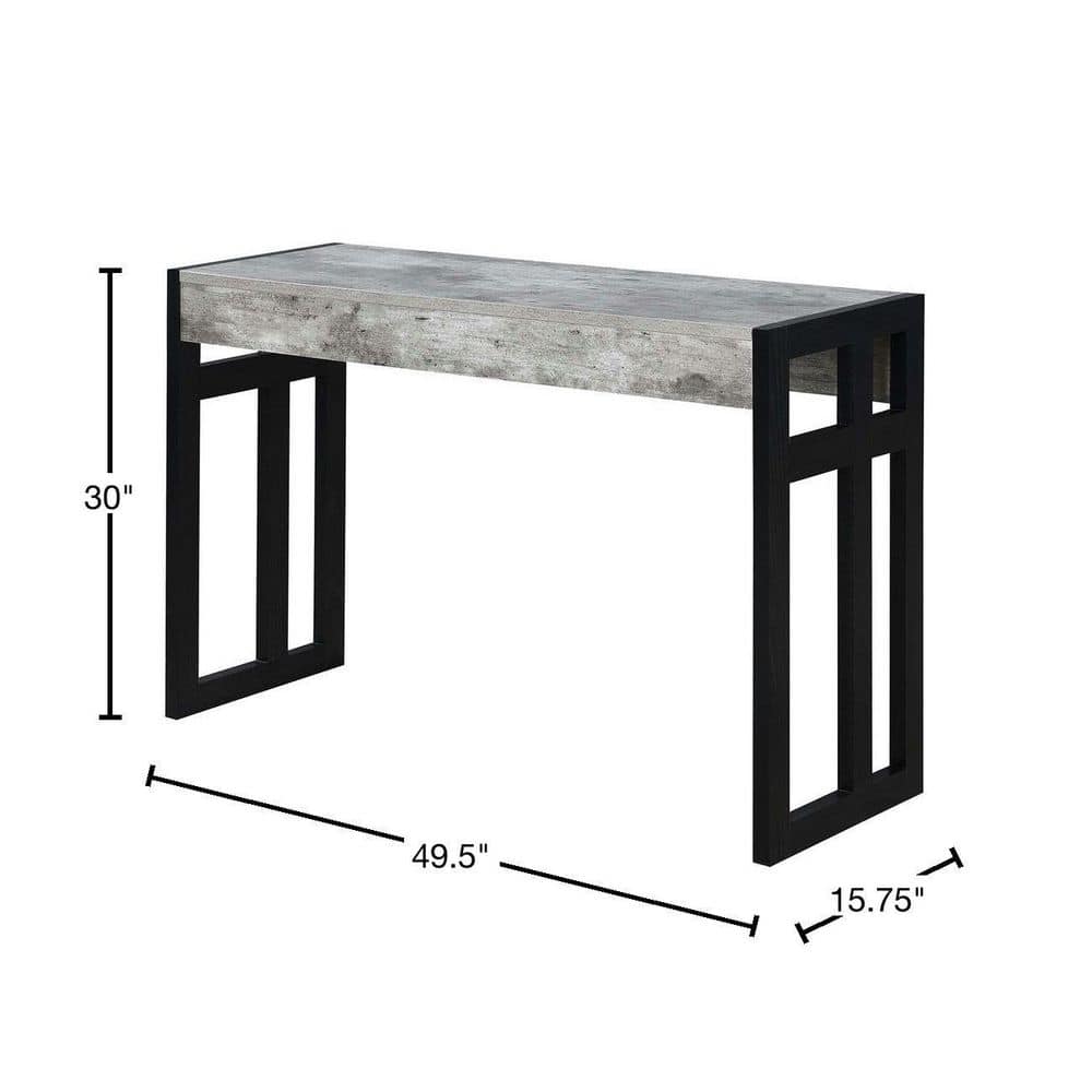 Faux Birch and Black Wood Console Table with Storage