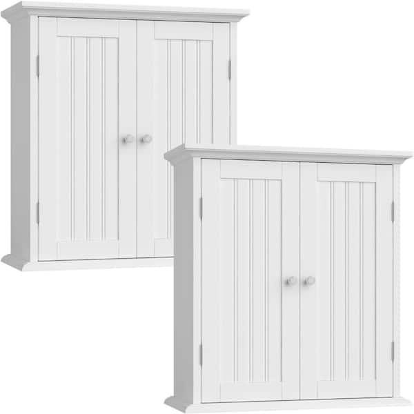 21.1-in. W x 8.8-in. D x 24-in. H in White Wall Cabinet with Adjustable Shelves（Pack of 2）