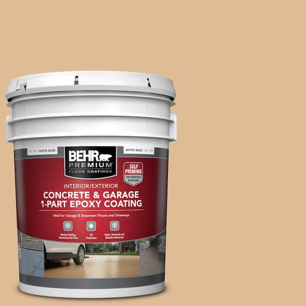 BEHR PREMIUM 5 gal. #S250-3 Honey Nougat Self-Priming 1-Part Epoxy Satin Interior/Exterior Concrete and Garage Floor Paint