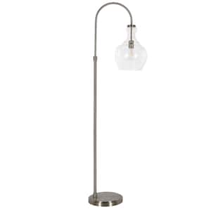 Verona 70 in. Brushed Nickel Arc Floor Lamp with Seeded Glass Shade