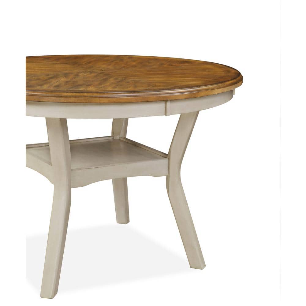 Mitchell 5-Piece Beige and Brown Round Dining Set with Storage Shelf